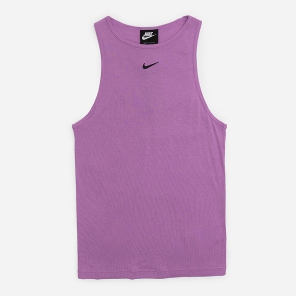 Nike Essential High Neck Tank Top in Violet Shock and Black Size Large NWT - Picture 4 of 11